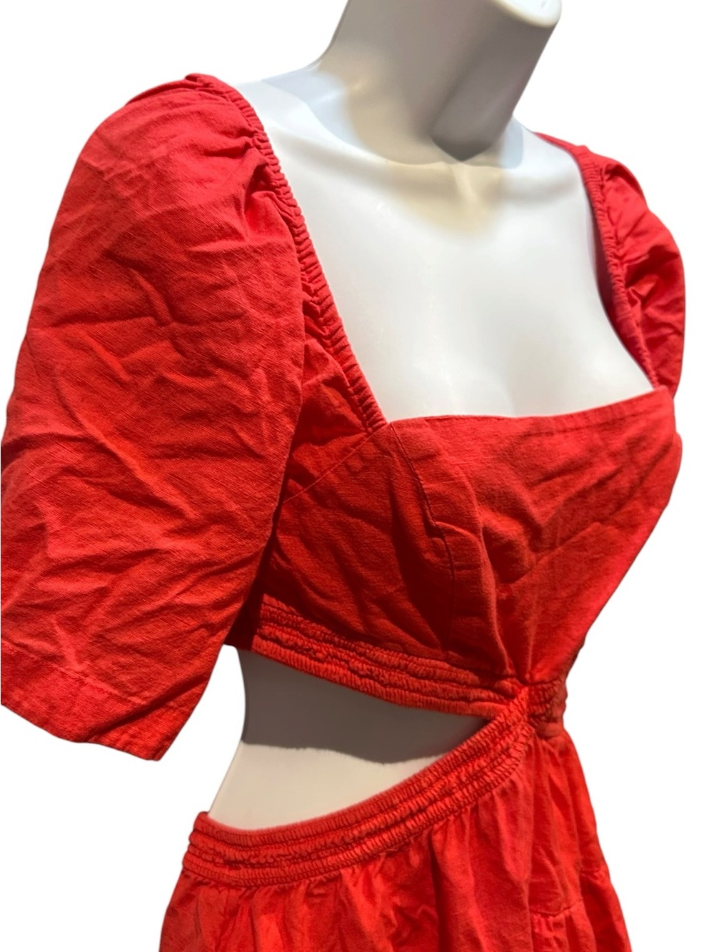 Free People | Cross of Sunlight Linen Blend Mini Dress with Pockets Red | Small - Picture 10 of 15